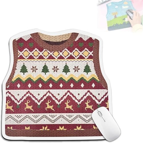 CupitiDU Mauspad mit Strickpullover-Muster, lustiges Strickpullover-Muster, quadratisch, rutschfeste Gummiunterseite für Zuhause, Büro (Stil G, 28 x 28 cm) von CupitiDU