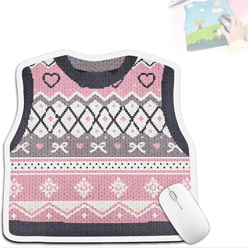 CupitiDU Mauspad mit Strickpullover-Muster, lustiges Strickpullover-Muster, quadratisch, rutschfeste Gummiunterseite für Zuhause, Büro (Stil H, 23 x 23 cm) von CupitiDU