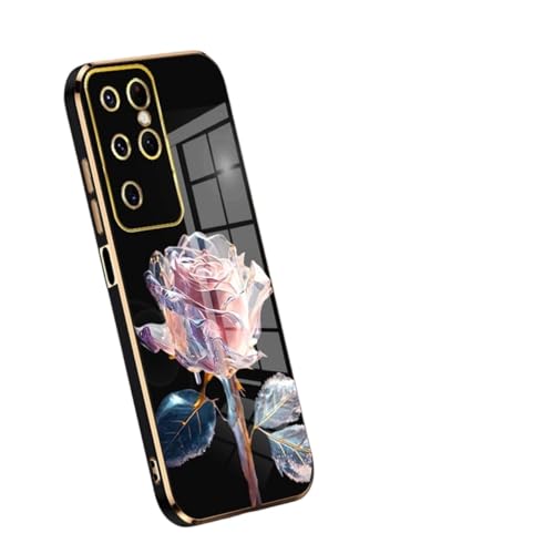 Weiche Schutzhülle für Samsung Galaxy, schlank, stoßfest, transparent, Blumenmuster, TPU-Schutzhülle, für S25, S24, S23 Ultra Plus (Schwarz, für S23 Ultra) von CupitiDU