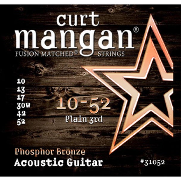 Curt Mangan Phosphor Bronze 10-52 Plain Third Steel-String Acoustic Guitar Strings von Curt Mangan