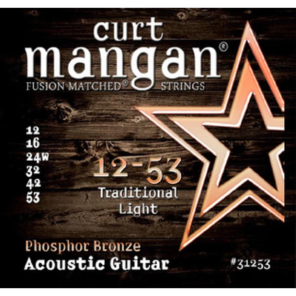 Curt Mangan Phosphor Bronze 12-53 Traditional Light Steel-String Acoustic Guitar Strings von Curt Mangan