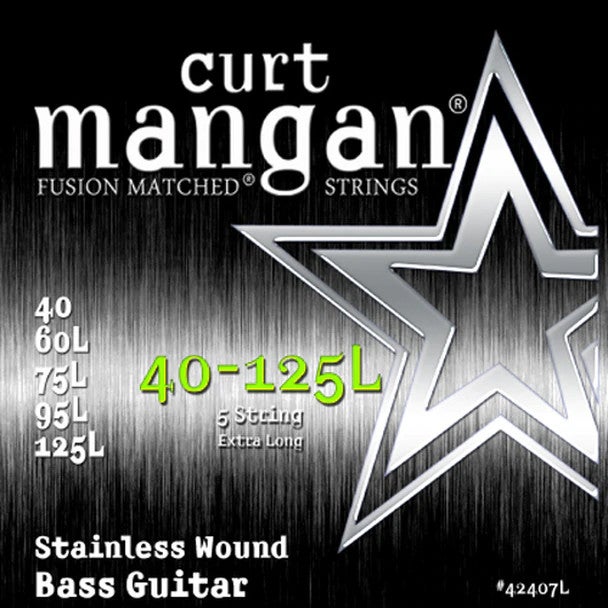 Curt Mangan Stainless 40-125 Light 5-String Ex Long 5-String Electric Bass Guitar Strings Curt Mangan Stainless 40-125 Light 5-String Ex Long 5-String Electric Bass Guitar Strings von Curt Mangan