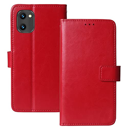 Cuson Flip Leder Tasche Hülle TPU Silikon Für UMIDIGI G1 / C1 / G1 Max / C1 Max / G2 / C2 6.52" Lederhülle Handyhülle Schutzhülle Klapphülle Handytasche Handy Etui Cover Case Abdeckung (Rot) von Cuson