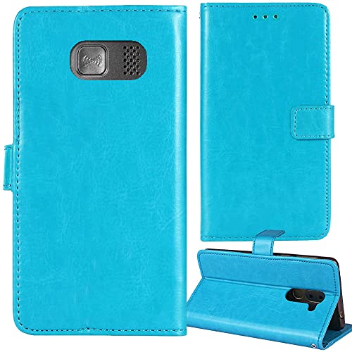 Cuson Flip Retro Leder Tasche Hülle Für Doro Primo 215 1.7" Lederhülle Handyhülle Schutzhülle Klapphülle Handytasche Handy Etui Brieftasche Cover Case Abdeckung (Blau) von Cuson