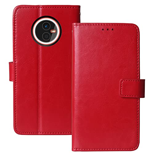 Cuson Flip Retro Leder Tasche Hülle TPU Silikon Für Gigaset GX4 6.1" Lederhülle Handyhülle Schutzhülle Klapphülle Handytasche Handy Etui Brieftasche Cover Case Abdeckung (Rot) von Cuson