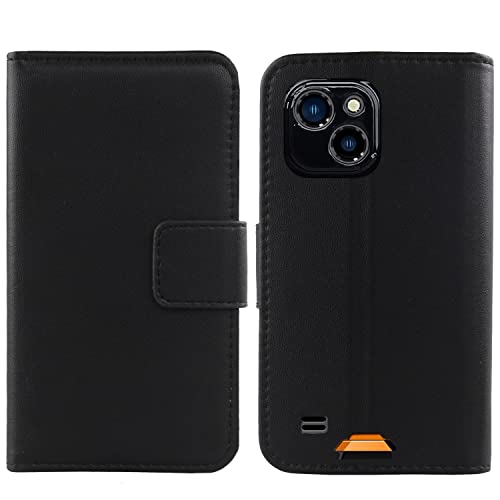 Cuson Flip Schwarz Echt Leder Tasche Hülle TPU Silikon Für Oukitel WP20 / WP20 Pro 5.93" Lederhülle Handyhülle Schutz Klapp Handytasche Handy Etui Brieftasche Cover Case Abdeckung von Cuson