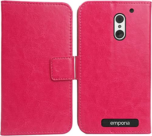 Cuson Rosa Premium PU Leder Tasche Schutz Hülle Handy Case Wallet Cover Etui Ledertasche Für PEAQ PSP 400 / Emporia SUPEReasy 5" von Cuson