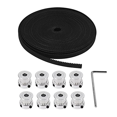 Cusstally 8 Stück 5 mm 20 Zähne Zahnrad + 5 Meter Gummi GT2 Teilung 2 mm 6 mm Zahnriemen für 3D-Drucker CNC von Cusstally