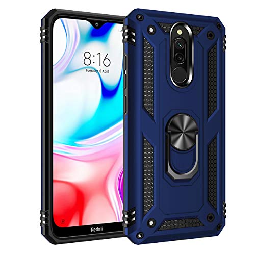 Custodia® Härte Smartphone Hülle mit Ring für Xiaomi Redmi 8, blau, Xiaomi Redmi 8 von Custodia