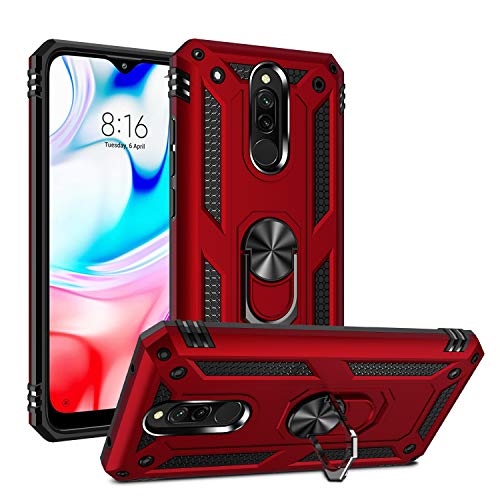 Custodia® Härte Smartphone Hülle mit Ring für Xiaomi Redmi 8, rot, Xiaomi Redmi 8 von Custodia