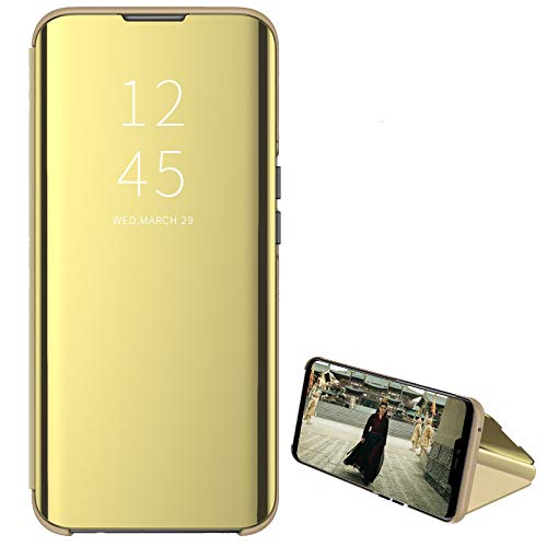 Custodia® Spiegelüberzug Clear View Standfunktion Flip Hülle Kompatibel für Apple iPhone 12 Pro (Gold) von Custodia