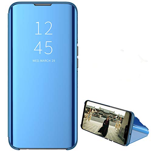 Custodia® Spiegelüberzug Clear View Standfunktion Flip Hülle Kompatibel für Apple iPhone 12 Pro Max (Himmelblau) von Custodia