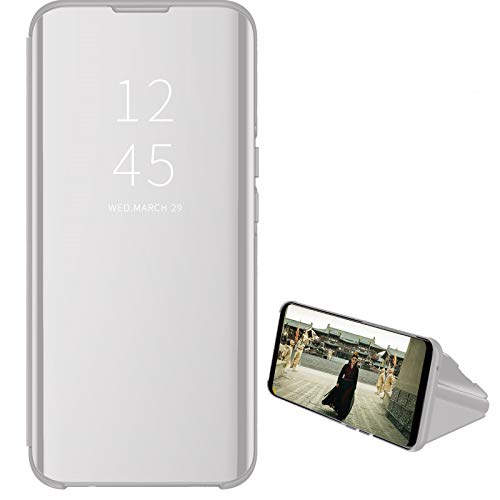 Custodia® Spiegelüberzug Clear View Standfunktion Flip Hülle Kompatibel für Apple iPhone 12 Pro Max (Silber) von Custodia