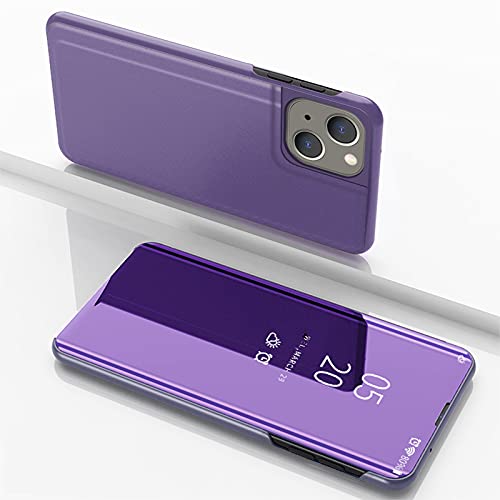 Custodia® Spiegelüberzug Clear View Standfunktion Flip Hülle Kompatibel für Apple iPhone 13 Mini (Lila) von Custodia