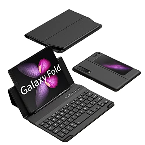 Custodia Hülle für Galaxy Fold Tastatur Klapphüllen Magnetic+Pen Slot+Glasfolie Cover,Keyboard Case Set für Samsung Galaxy Fold(7) von Custodia