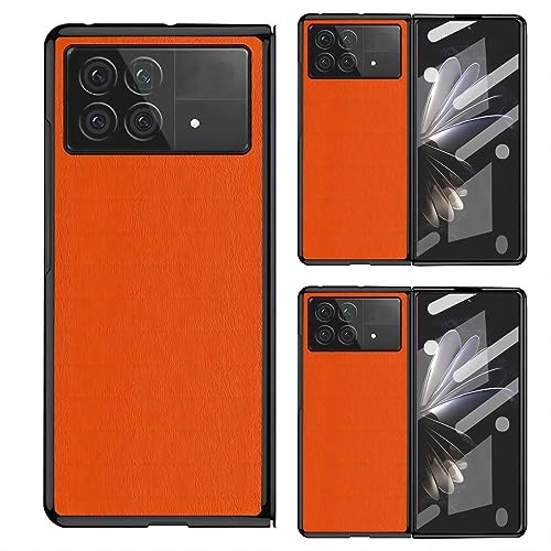 Custodia Hülle für Mix Fold3 Handyhülle + Glasfolie,Stoßfänger Panzerung Slim Leder Case für Xiaomi Mix Fold 3(17) von Custodia