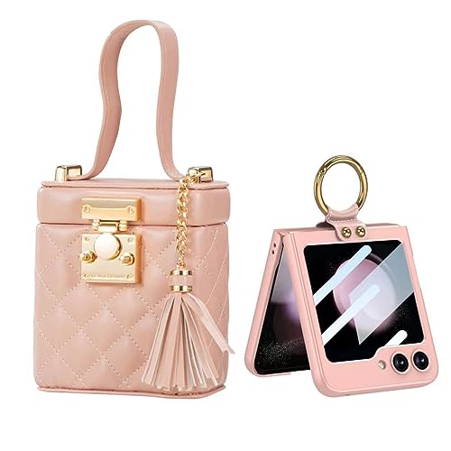 Custodia Hülle für Motorola Razr4 Handtasche Crossbody Bag Handy Umhängetasche + Metal Chain + Ring Holder Handyhülle,Mini Tasche Case für Motorola Razr 40 Ultra(2) von Custodia
