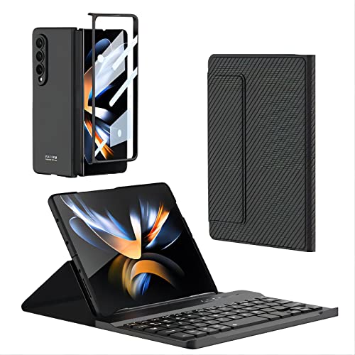 Custodia Magnetic Klapphüllen Ständer Folio Hülle,Keyboard,Pen Slot,Glasfolie PC Case Kompatibel für Samsung Galaxy Z Fold4(4) von Custodia