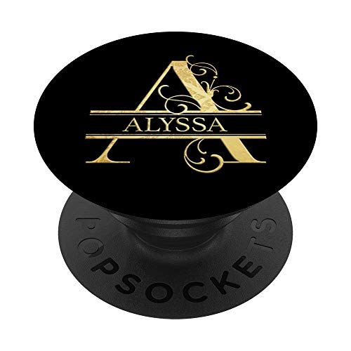 Goldener eleganter Stil Alyssa Name PopSockets mit austauschbarem PopGrip von Custom Name Gifts By Luiza