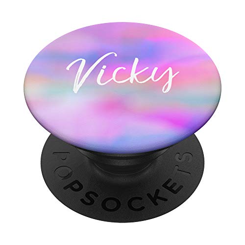 Vicky Name personalisiertes Mädchen Custom Frauen süßes schwarzes Geschenk PopSockets mit austauschbarem PopGrip von Custom Name Gifts Tags for Women