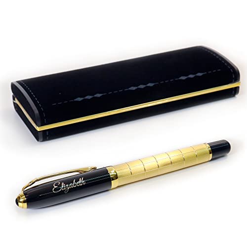 CustomDesign.Shop Personalisierter Premium Tintenroller Stift im goldenen Design + Geschenkbox | Schaffen Sie ein ganz einzigartiges Geschenk | Lasergravur von CustomDesign.Shop