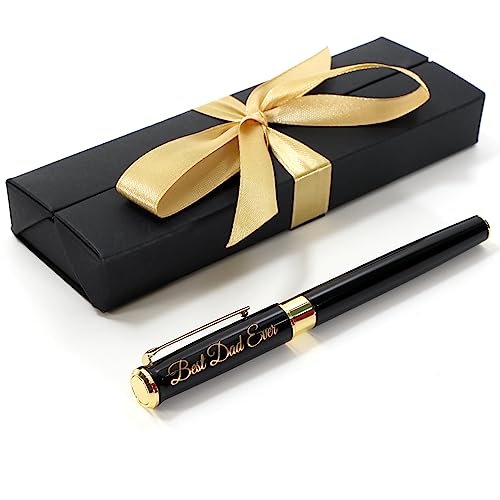 CustomDesign.Shop Personalisierter metallischer Tintenroller Stift + Geschenkbox | Schaffen Sie ein ganz einzigartiges Geschenk | Lasergravur - Schwarz von CustomDesign.Shop