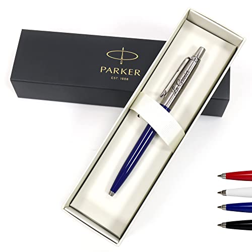 Personalisierter Parker Jotter Kugelschreiber Stift + Geschenkbox | Schaffen Sie ein ganz einzigartiges Geschenk | Lasergravur - Blau von CustomDesign.Shop