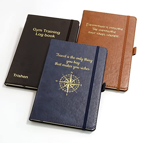 Personalisiertes Hardcover-Notizbuch Tagebuch | Goldene Prägung, A5 Notizblock - Braun von CustomDesign.Shop