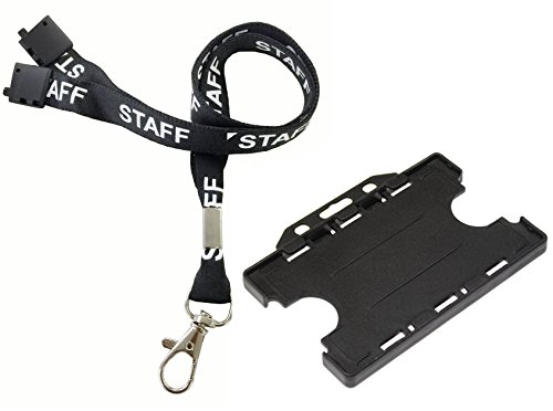 Customcard Staff bedruckt Lanyard Metall Trigger Clip mit DS Halterung – Schwarz von Customcard ltd