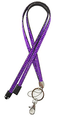 Schlüsselband für Ausweis- und Schlüsselhalter, USB-Stick-Halter, Strasssteine, Violett von Customcard ltd