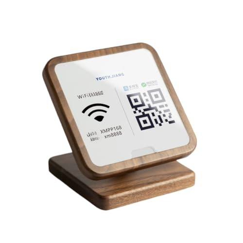 Personalisierte QR-Code-Schilder, drehbarer Massivholz-Scanner, scannbares Bargeld-App-Schild, Scan-to-Pay-Zahlungsschild, Logo für Geschäft, QR-Code-Logo-Plakette (normales Holz) von CustomizeFactory