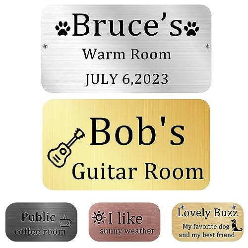 Personalisiertes Namensschild, personalisiertes Namensschild, graviertes Namensschild, Lasergravur und Zeichnung, Edelstahlplatte, Rahmenname (rechteckig, 7,6 x 22,9 cm) von CustomizeFactory