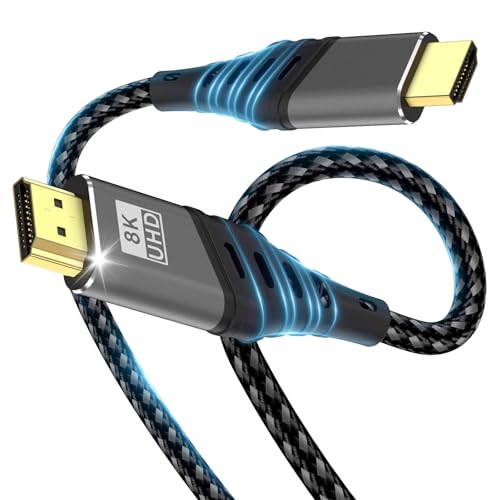 Cuszwee HDMI kabel,HDMI 2.1 Kabel Ultra 48Gbps HighSpeed 8K@60Hz 4K@120Hz 7680P eARC HDCP 2.2&2.3 DTS:X Dynamische HDR Dolby Atmos Kompatibel mit PS5/4/3,HDTV,Ethernet,Xbox Series X/S,PC,Mac 3M von Cuszwee