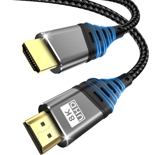 Cuszwee HDMI Kabel,HDMI 2.1 Kabel Ultra 48Gbps HighSpeed 8K@60Hz 4K@120Hz 7680P eARC HDCP 2.2&2.3 DTS:X Dynamische HDR Dolby Atmos Kompatibel mit PS5/4/3,HDTV,Ethernet,Xbox Series X/S,PC,Mac 1M von Cuszwee