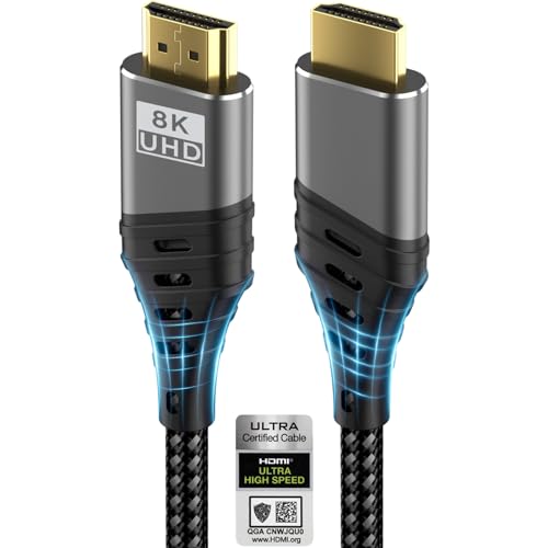 Cuszwee HDMI Kabel,HDMI 2.1 Kabel Ultra 48Gbps HighSpeed 8K@60Hz 4K@120Hz 7680P eARC HDCP 2.2&2.3 DTS:X Dynamische HDR Dolby Atmos Kompatibel mit PS5/4/3,HDTV,Ethernet,Xbox Series X/S,PC,Mac 2M von Cuszwee