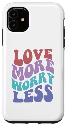 Love More Worry Less Cute Groovy Retro positive Typografie Hülle für iPhone 11 Love More Worry Less Cute Groovy Retro positive Typografie Hülle für iPhone 11 von Cute 80s Smile Happy Tee