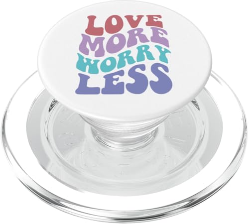 Love More Worry Less Cute Groovy Retro positive Typografie PopSockets PopGrip für MagSafe Love More Worry Less Cute Groovy Retro positive Typografie PopSockets PopGrip für MagSafe von Cute 80s Smile Happy Tee