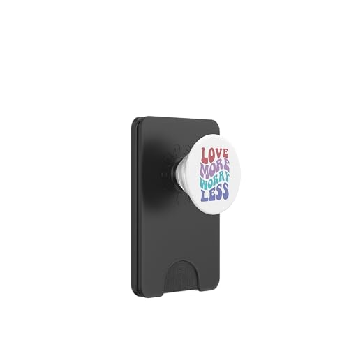 Love More Worry Less Cute Groovy Retro positive Typografie PopSockets PopWallet für MagSafe Love More Worry Less Cute Groovy Retro positive Typografie PopSockets PopWallet für MagSafe von Cute 80s Smile Happy Tee