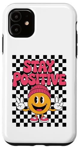 Stay Positive Happy Face Peace Zeichen Kariert Groovy Retro Hülle für iPhone 11 Stay Positive Happy Face Peace Zeichen Kariert Groovy Retro Hülle für iPhone 11 von Cute 80s Smile Happy Tee