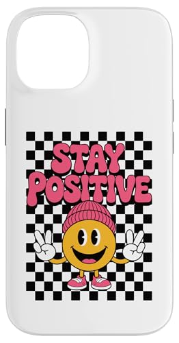 Stay Positive Happy Face Peace Zeichen Kariert Groovy Retro Hülle für iPhone 14 Stay Positive Happy Face Peace Zeichen Kariert Groovy Retro Hülle für iPhone 14 von Cute 80s Smile Happy Tee
