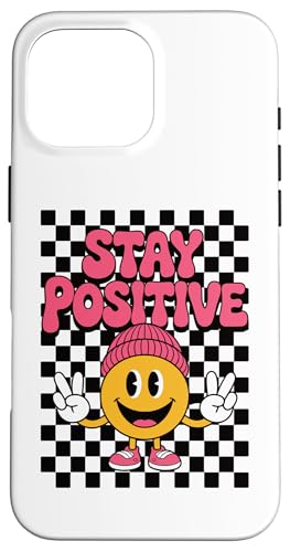 Stay Positive Happy Face Peace Zeichen Kariert Groovy Retro Hülle für iPhone 16 Pro Max Stay Positive Happy Face Peace Zeichen Kariert Groovy Retro Hülle für iPhone 16 Pro Max von Cute 80s Smile Happy Tee