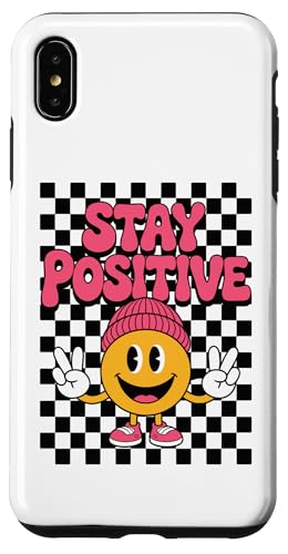 Stay Positive Happy Face Peace Zeichen Kariert Groovy Retro Hülle für iPhone XS Max Stay Positive Happy Face Peace Zeichen Kariert Groovy Retro Hülle für iPhone XS Max von Cute 80s Smile Happy Tee