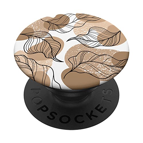 Ästhetische Pflanze Blattmuster Blumenmuster Botanisch Beige Weiß PopSockets mit austauschbarem PopGrip von Cute Accessories And Funny Stuffs