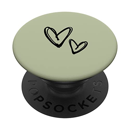 Niedliches minimalistisches Herz-Muster, Liebessalbeigrün PopSockets mit austauschbarem PopGrip von Cute Accessories And Funny Stuffs
