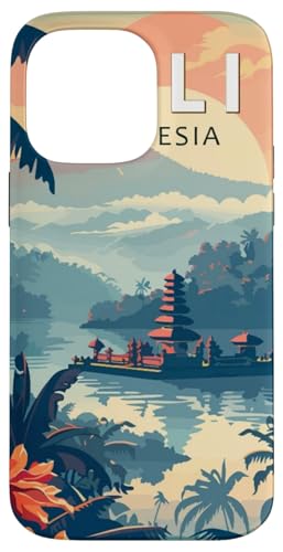 Bali Sonnenuntergang Landschaft Tropische Blumen Tempel Reisende Geschenk Hülle für iPhone 14 Pro Max von Cute Accessories Art Gifts for Women and Men