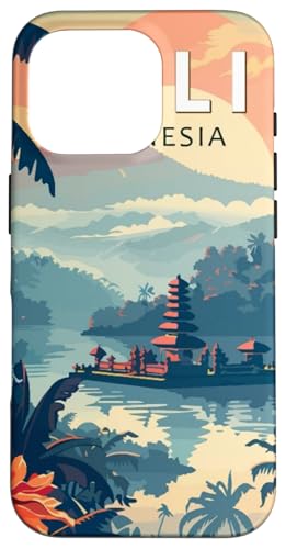 Bali Sonnenuntergang Landschaft Tropische Blumen Tempel Reisende Geschenk Hülle für iPhone 16 Pro von Cute Accessories Art Gifts for Women and Men