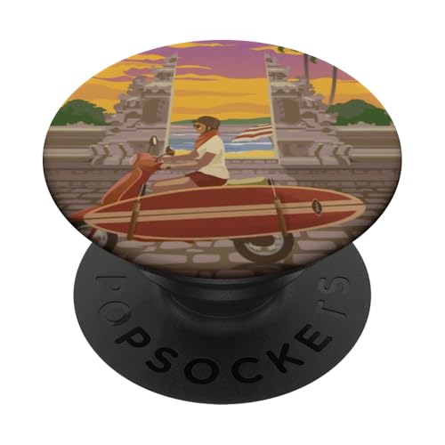 Bali Sunset Adventure Ride the Waves mit Stil, Geschenk für Reisende PopSockets Klebender PopGrip von Cute Accessories Art Gifts for Women and Men