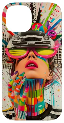 Bunte futuristische abstrakte Geometrie kräftige Farben Pop Art Hülle für iPhone 14 von Cute Accessories Art Gifts for Women and Men