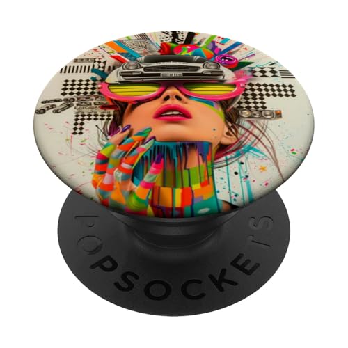 Bunte futuristische abstrakte Geometrie kräftige Farben Pop Art PopSockets Klebender PopGrip Bunte futuristische abstrakte Geometrie kräftige Farben Pop Art PopSockets Klebender PopGrip von Cute Accessories Art Gifts for Women and Men