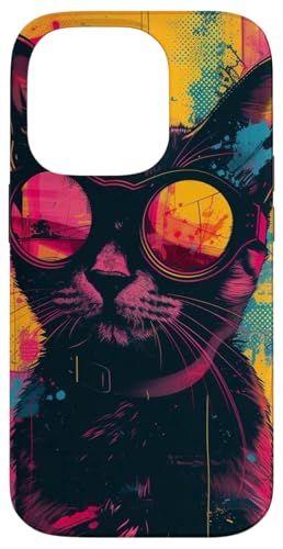 Coole, stilvolle Katze mit bunter Sonnenbrille, lebendig und trendig Hülle für iPhone 14 Pro von Cute Accessories Art Gifts for Women and Men